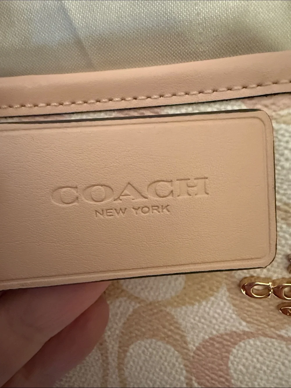 🩷🧡Coach NWT Pink/Peach Signature C Pastel Logo City Tote Bag / Gold Hardware